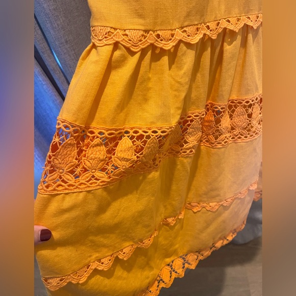 Orange 🍊 Midi Embroidered Dress - Picture 7 of 9